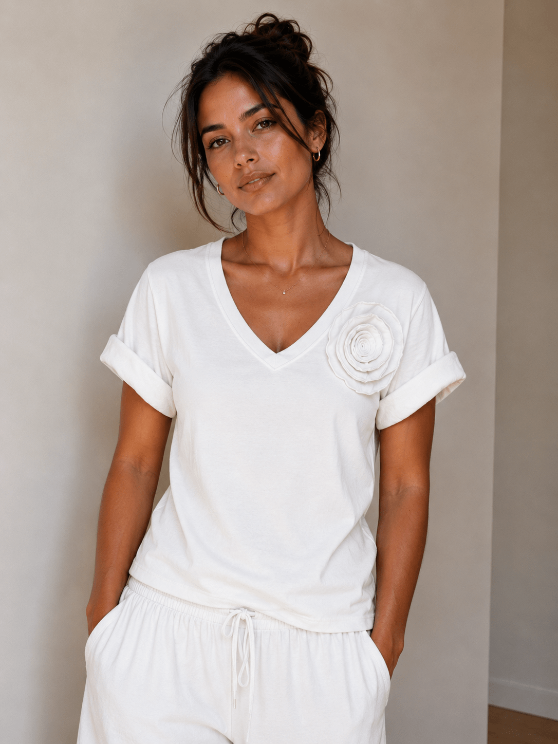 Flower embroidered Short Sleeve Shirt by Liabella - Chic Life
