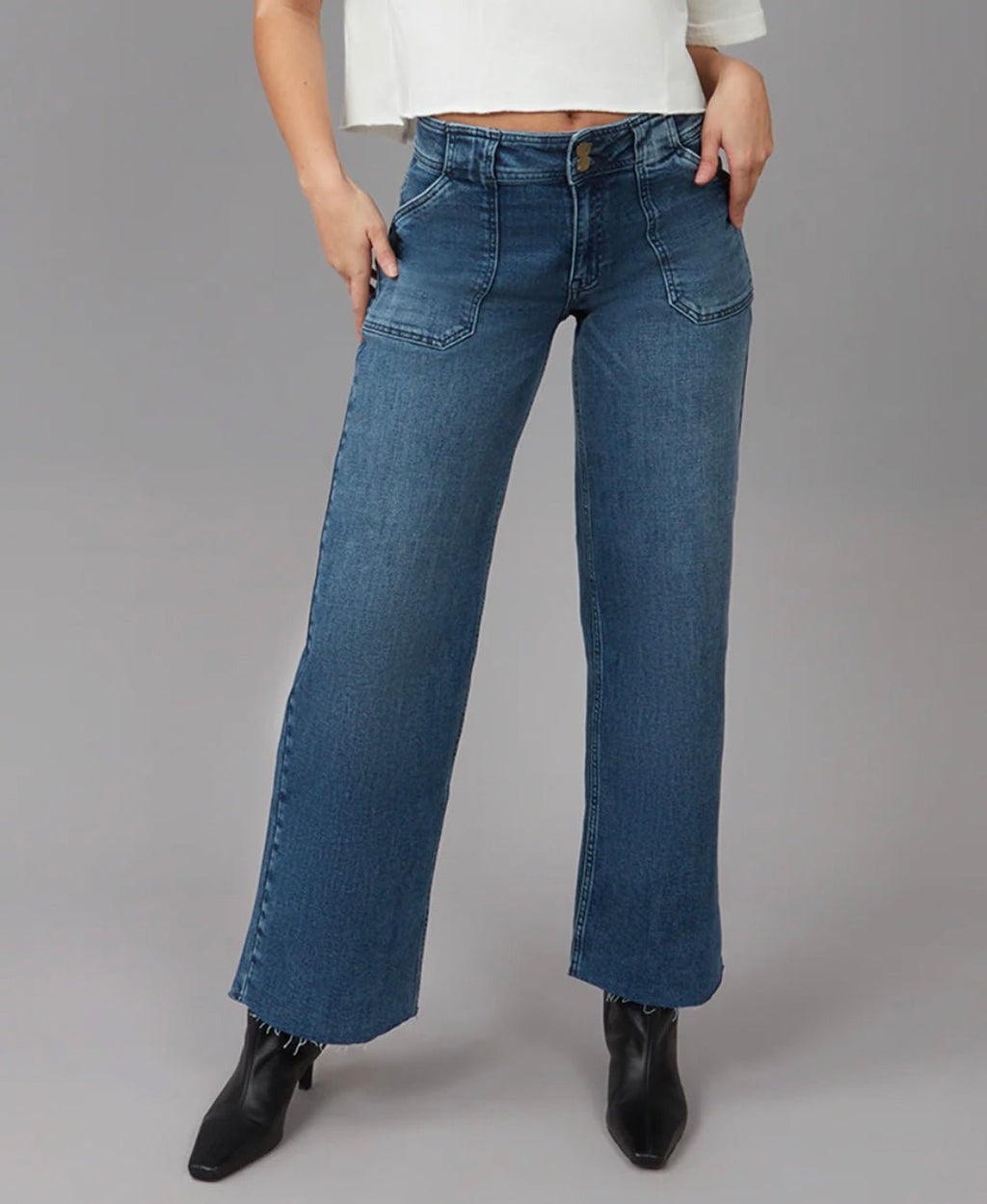 NOVA - DIS Mid Rise Wide Leg Jeans by Lola Jeans - chic life.com