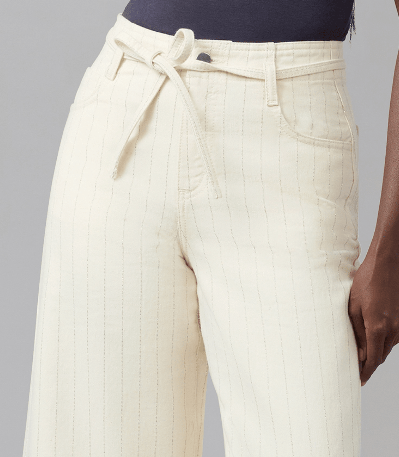 Ultra Rise Wide Leg Pin Striped Jeans - Chic Life