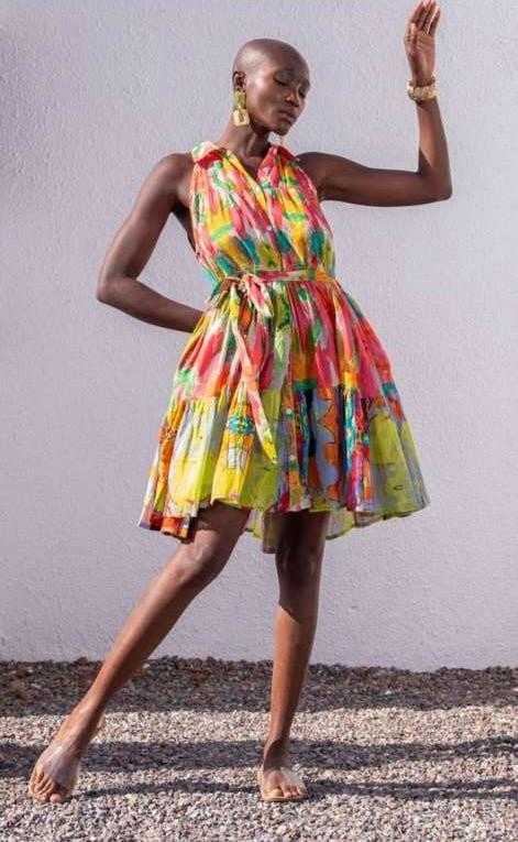 Watercolor Print Mini Dress - Chic Life
